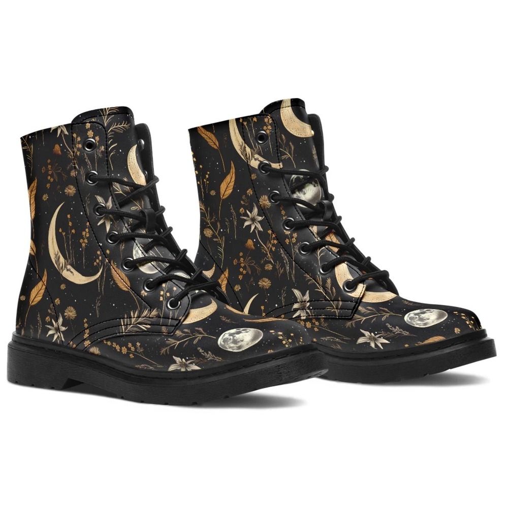 Rogue + Wolf Moonlit Botanica Vegan Leather Celestial Combat Boots Size 10 Goth